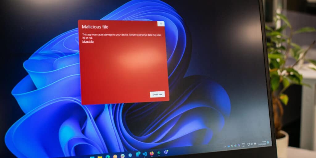 antivirus malicious file on laptop