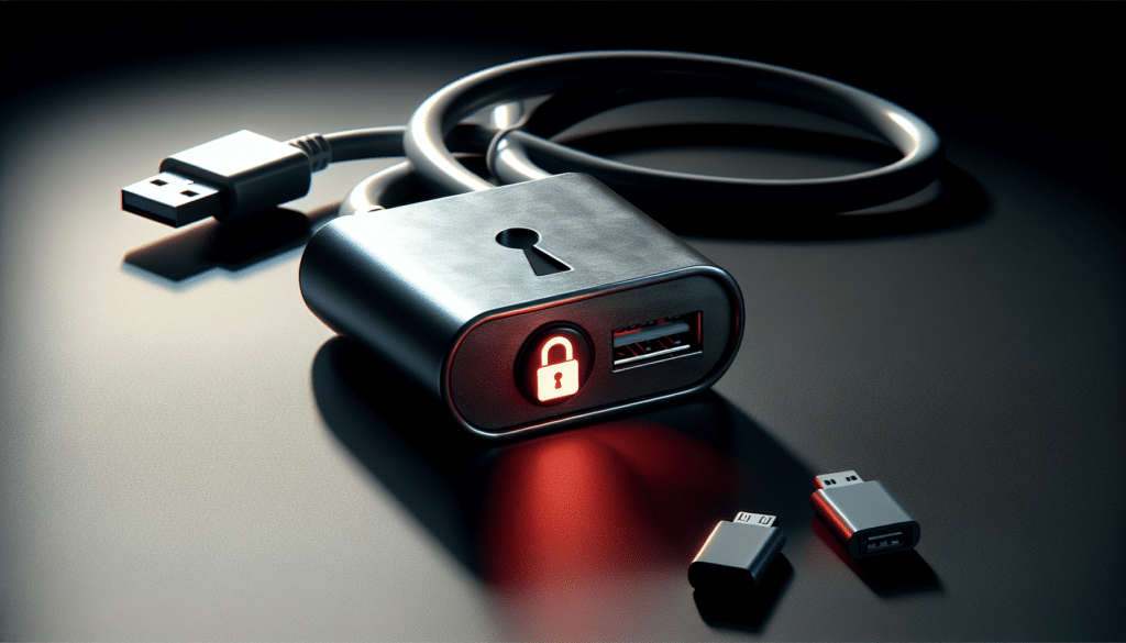 Illustration of a USB port with a lock symbol