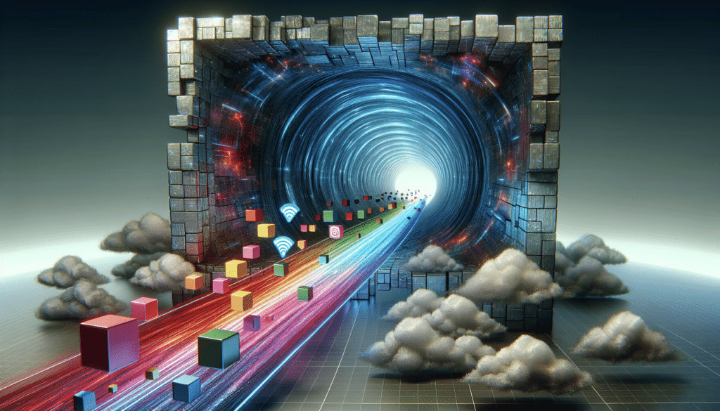 Illustration of data being encrypted in a tunnel