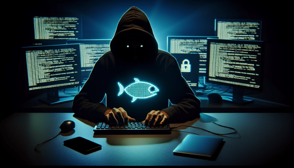 Illustration of a cybercriminal sending a phishing email